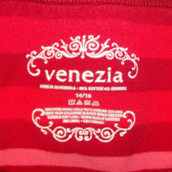 Venezia Womens Shirt Top Blouse Size 14/16 Striped Pleated Front Casual Red Pink - Picture 4 of 4